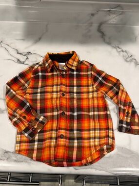 Gymboree Boys Orange Plaid Flannel Button-Up Shirt